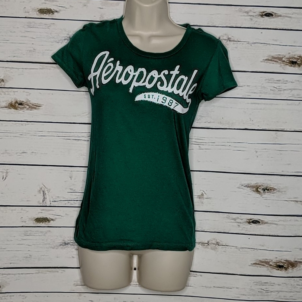 Aeropostale T-shirt Green White Sparkly Medium